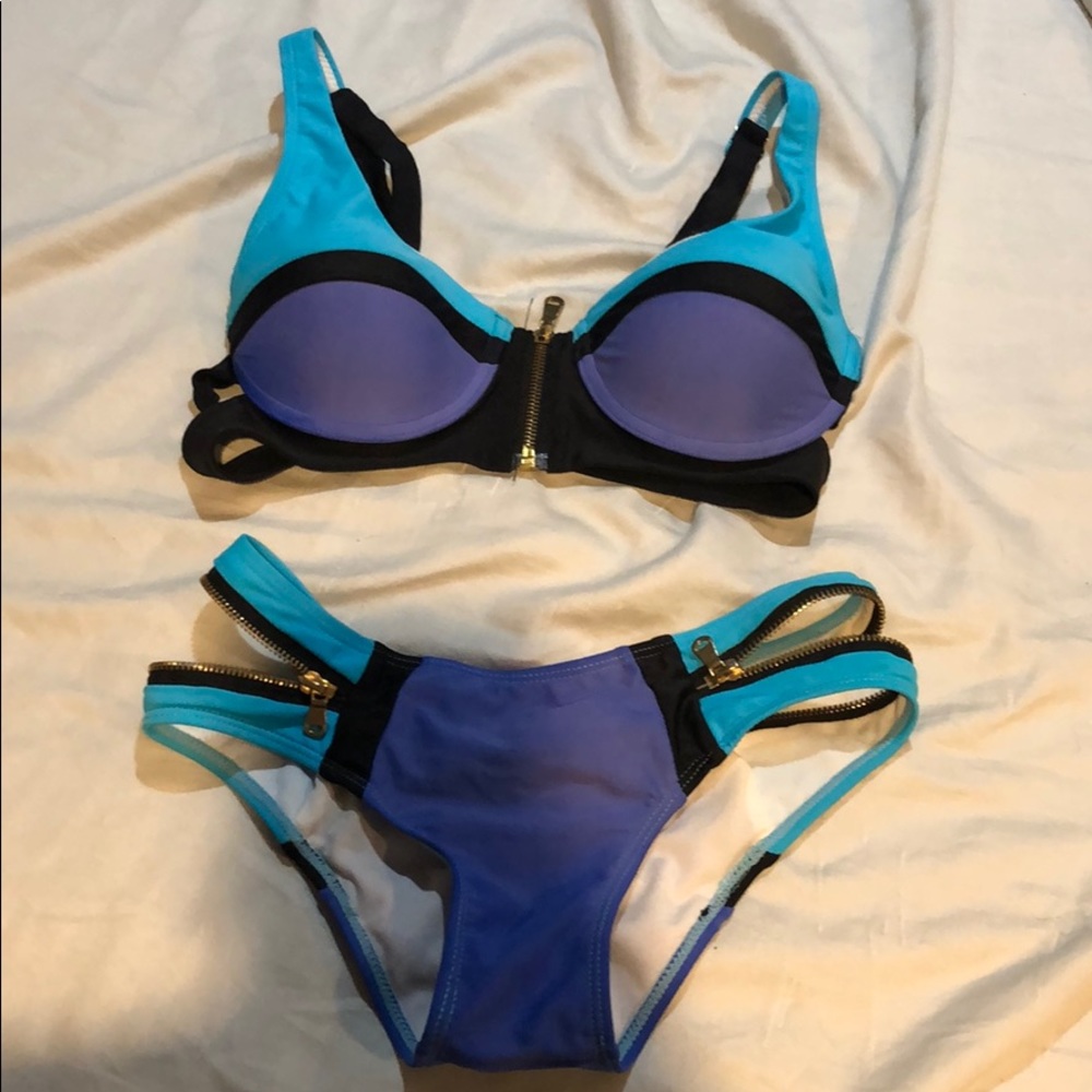 Blue Zip bikini